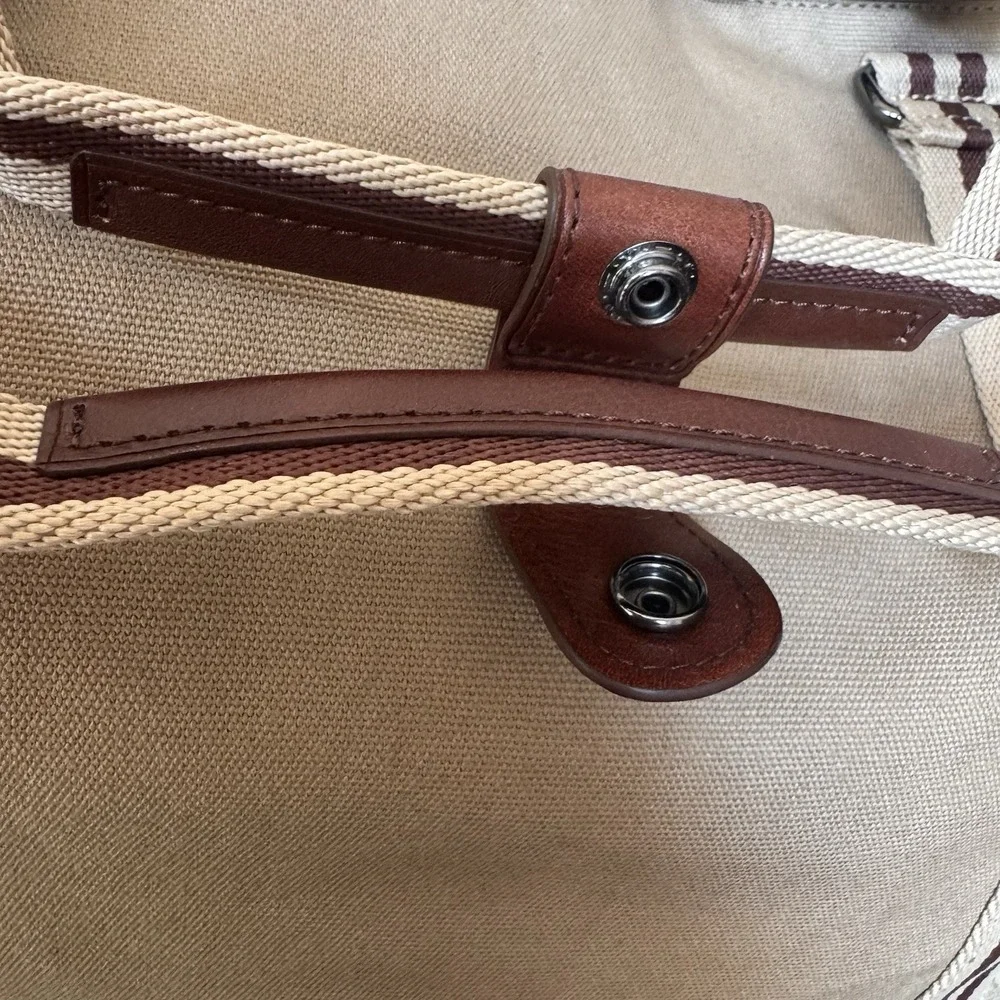 Baekgaard Tom Zipper Tote in Desert Tan Canvas with Italian Leather NWT